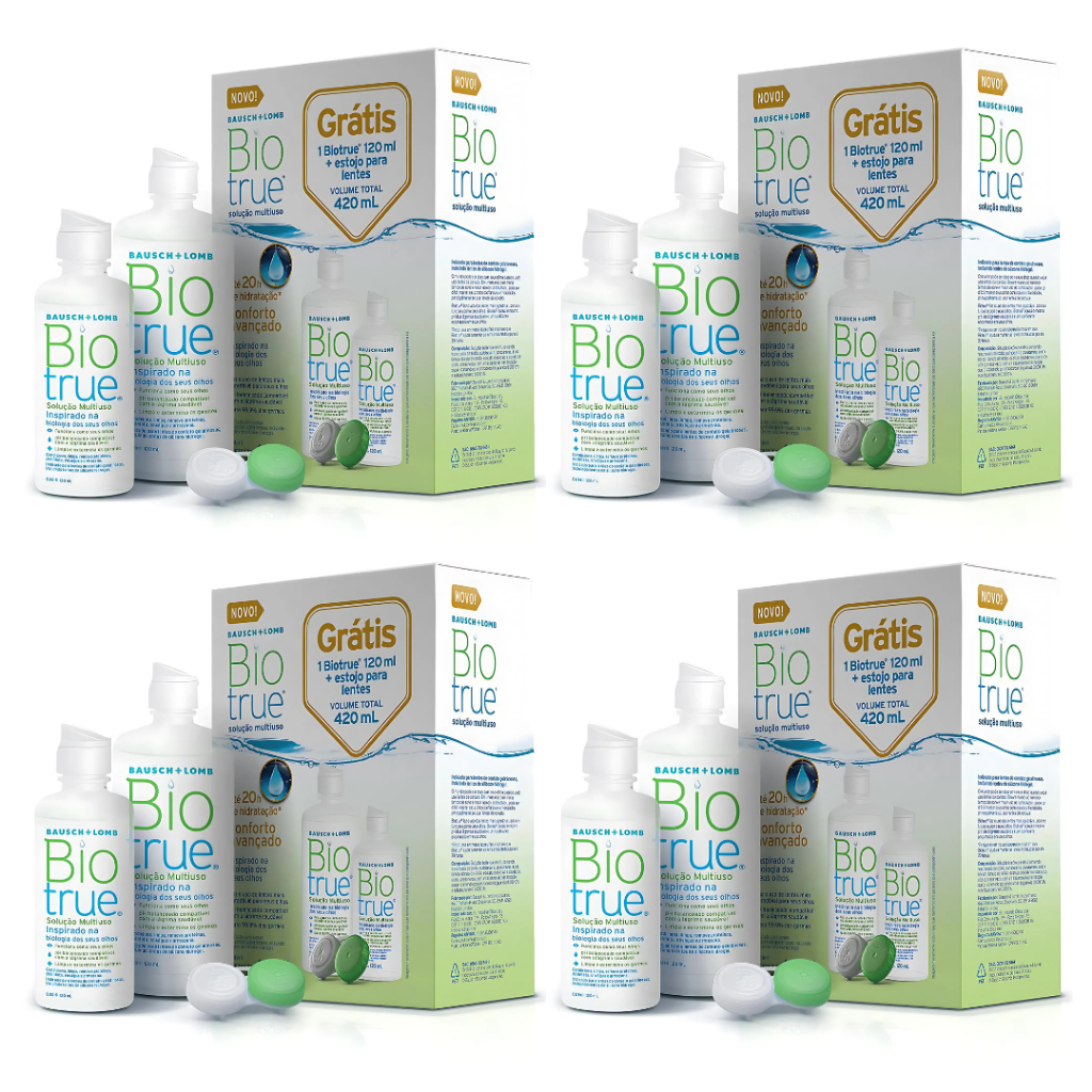 4 Kits Biotrue Solução Limpeza Lentes De Contato Bausch