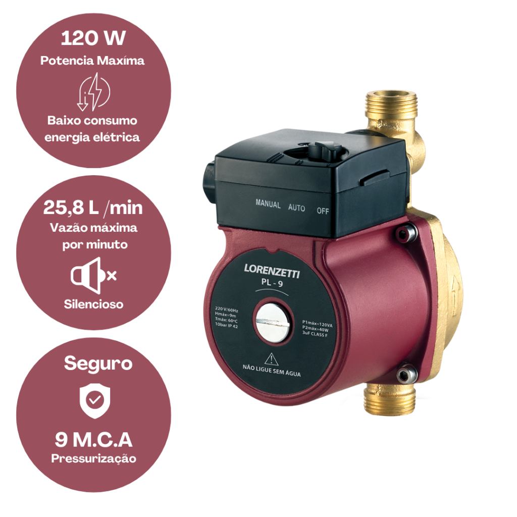 Pressurizador Bomba PL 09 120W Lorenzetti