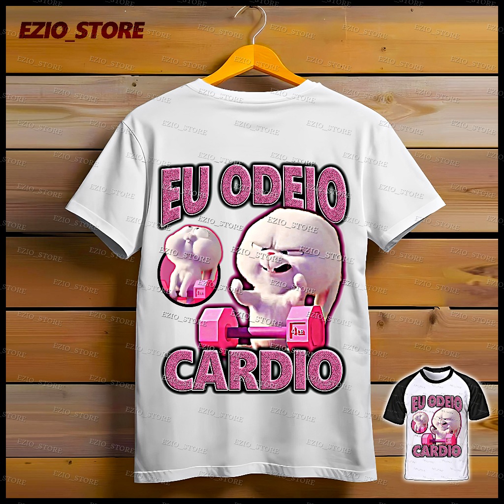 Camiseta Eu Odeio Cardio Snowball Coelhinho Filme Pets Unissex Blusa Odeio Cardio Camisa Odeio Cardio Academia Camiseta