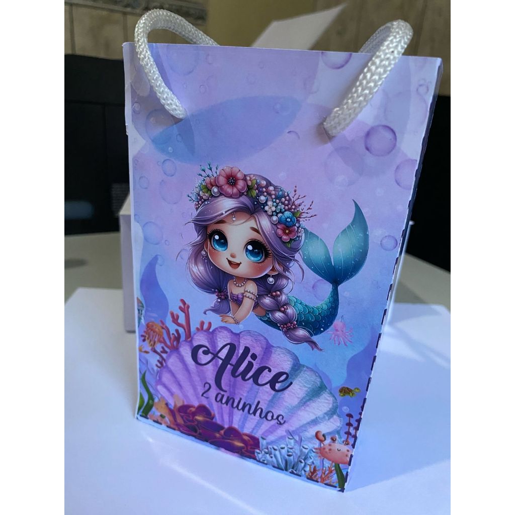Sacolinha personalizada sereia cute/ Sacolinha surpresa  lembrancinha sereia cute