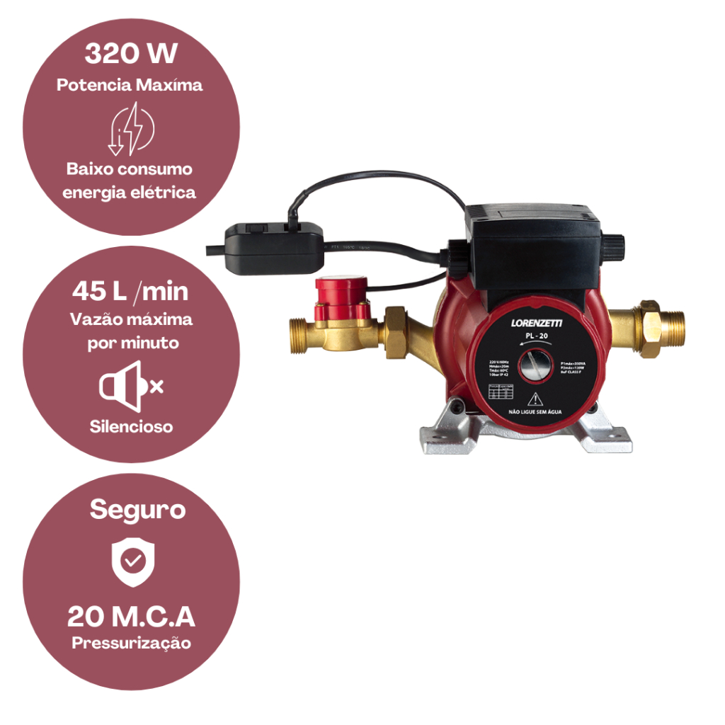 Pressurizador Bomba PL 20 350W Lorenzetti
