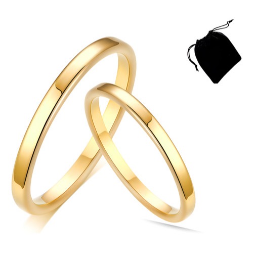 Par de Alianças Finas 2mm Casamento Delicadas Aço Inoxidável Banhadas + Saquinho em Oferta na Shopee