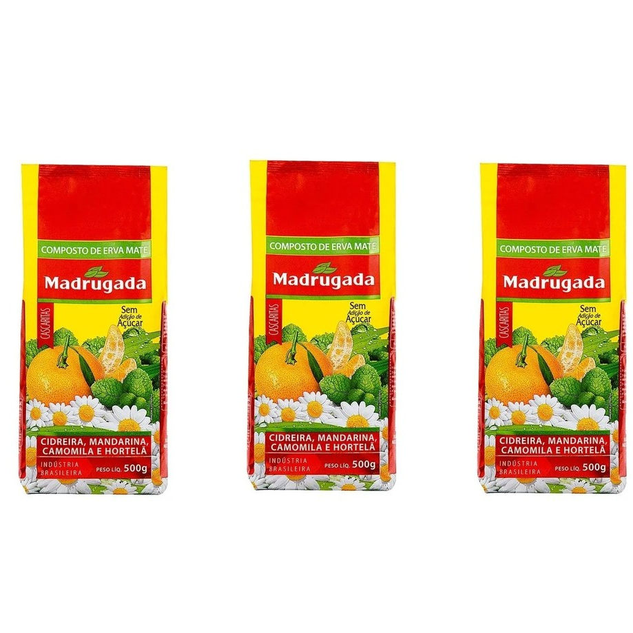 KIT 03 pacotes Composto de Erva-mate Cascaritas Madrugada 500g cada