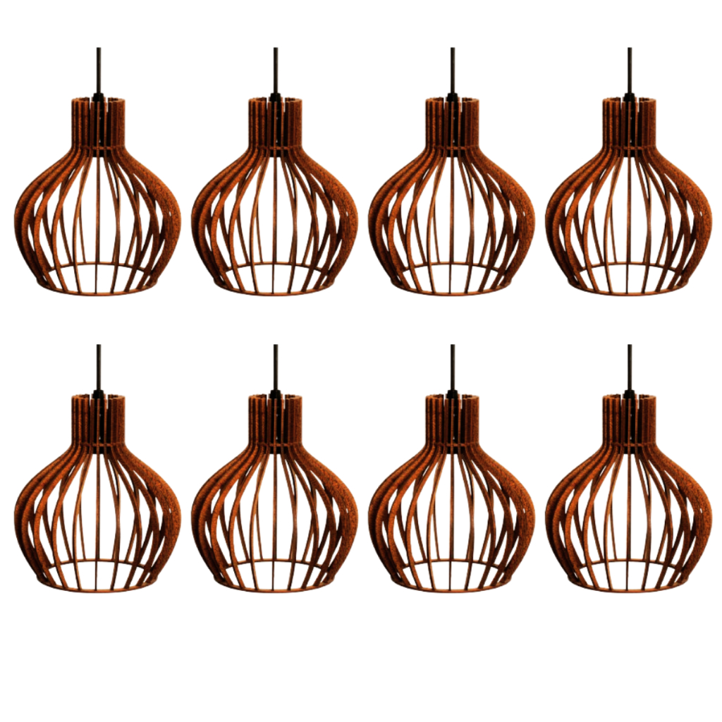 kit 8 Pendente Luminária de Teto Lustre Decorativo Retro Rústico Cor Marrom - 8 ppm/sf