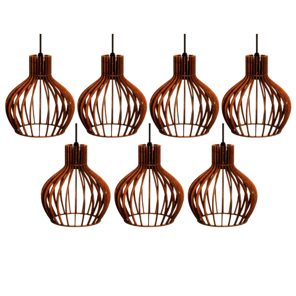 kit 7 Pendente Luminária de Teto Lustre Decorativo Retro Rústico Cor Marrom - 7 ppm/sf