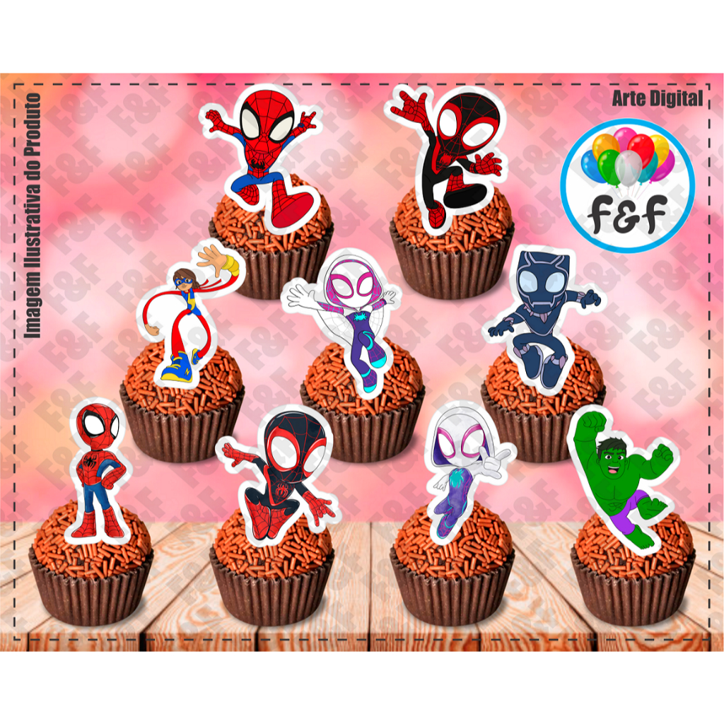 Toppers Tags Docinhos Doces Homem-Aranha Spidey e Seus Amigos em Oferta na Shopee