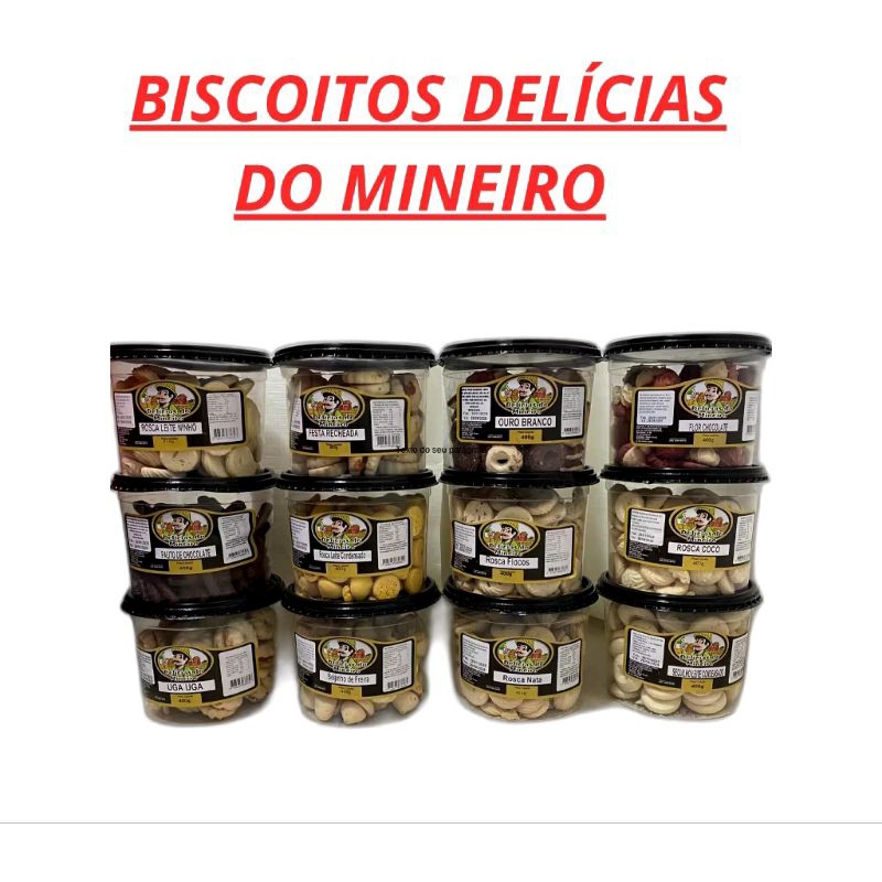 12 Potes de Biscoito amanteigados Mineiro - 400g em Oferta na Shopee