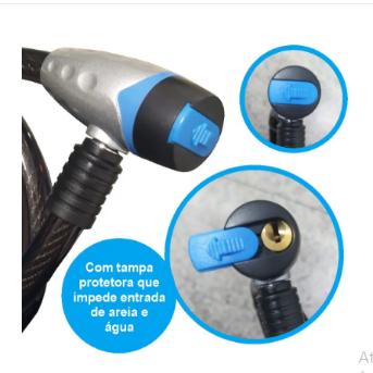 MOTO E BICICLETA ANTIFURTO DE CABO DE AÇO TRAVA ESPIRAL, 02 CHAVES, PROTEÇÃO CONTRA ÁGUA 12X1200MM