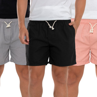 Kit 3 Shorts de Linho Masculino Casual Bermunda Basica Qualidade Premium em Oferta na Shopee