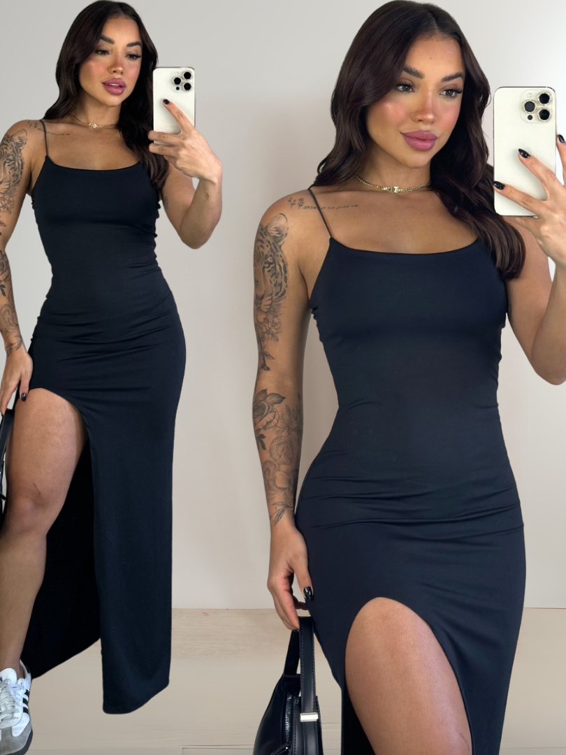 Vestido Com Fenda Feminino Longo Suplex Modelador Vestido Elegante com Fenda
