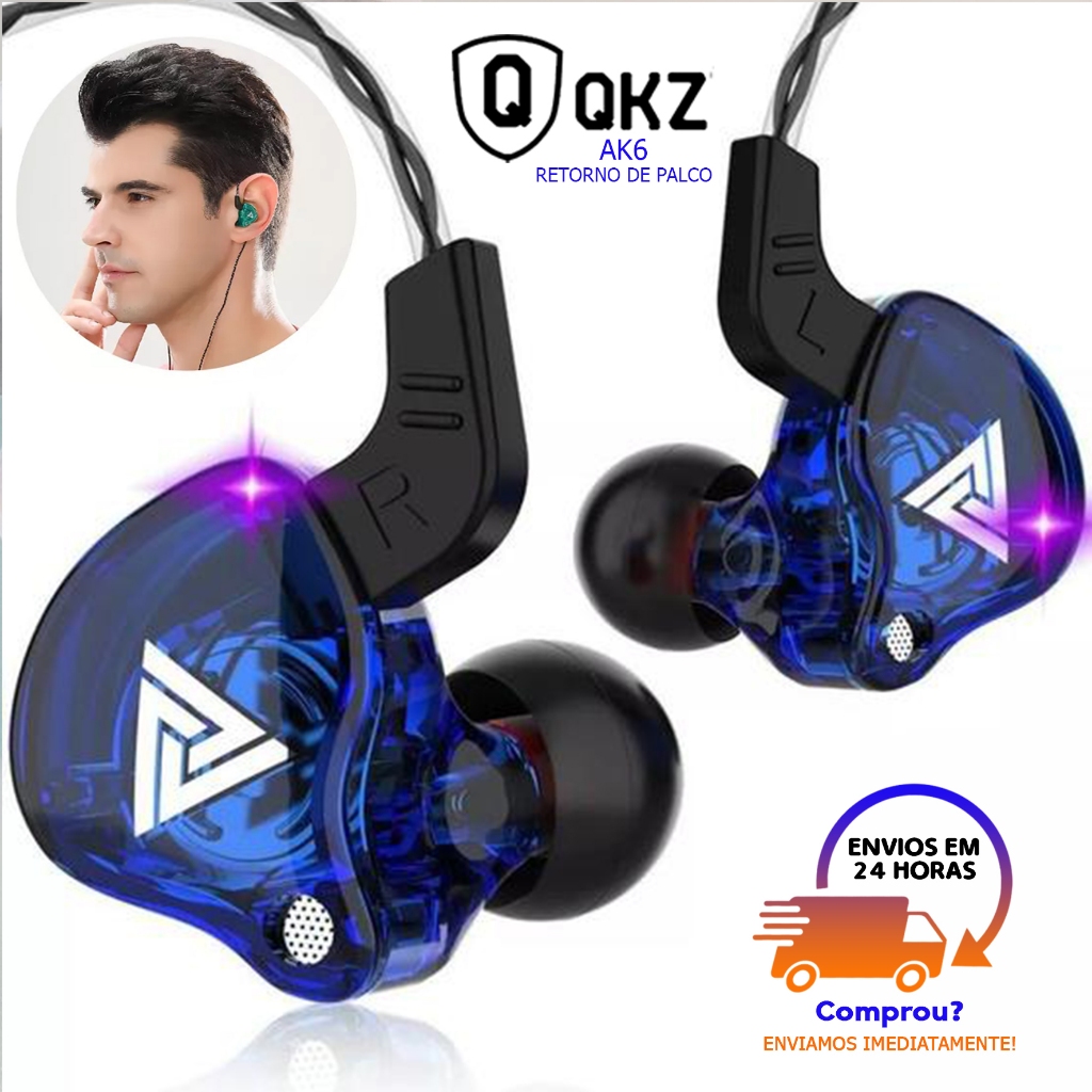 Fone de Ouvido QKZ AK6 Retorno de Palco Game e Celular Graves Tops c/ Cancelamento de Ruído Ativado