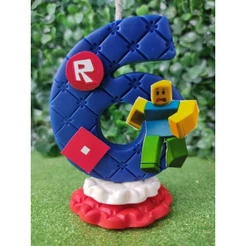 vela aniversário com tema Roblox/Topo de bolo/vela biscuit/decoração festa