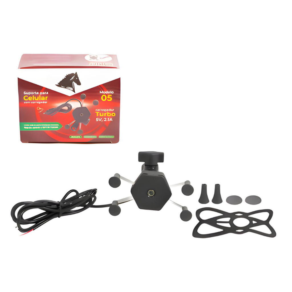 Suporte Celular Stallion Original Ferro Moto Carregador Turbo USB Universal Drone Pinça Resistente