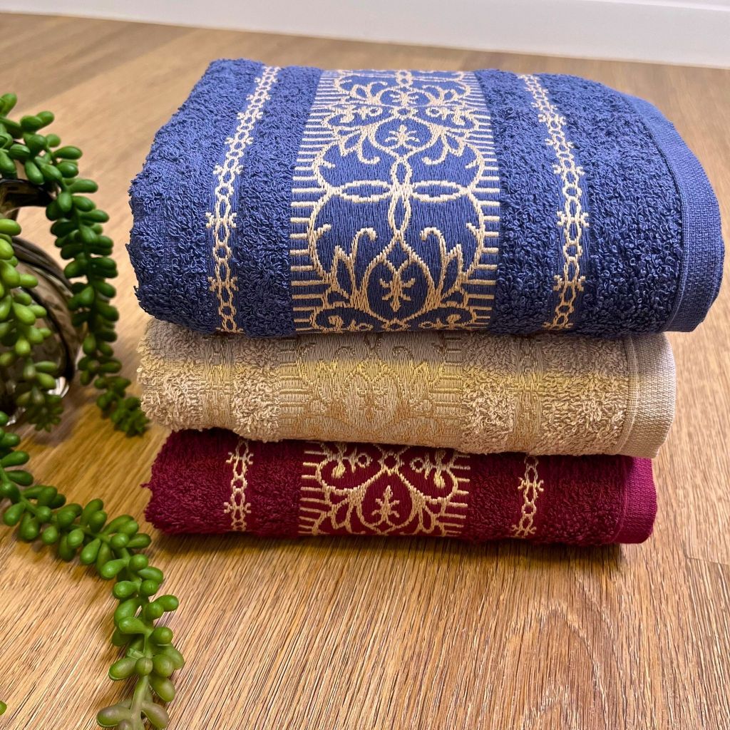 Kit 3 Toalhas de Rosto Luxo Premium Grossa e Bordada Felpuda 48x76cm 100% Algodão Puro
