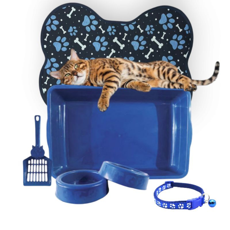 kit gato top caixa de areia tapete comedouro coleira — imagem 2 de 2