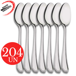 Kit 204 Colher Sobremesa Elegante Aço Inox Restaurante Churrascaria Pizzaria Cafeteria Padaria