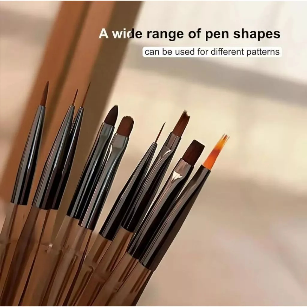 9pcs Pincéis Para Arte De Unhas , Conjunto De Ferramentas Desenho De Polimento De Gel