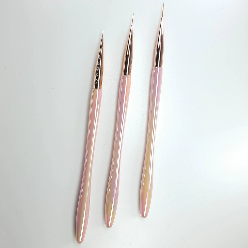 🔥 Kit 3 Pinceis Fino para Decoração Unha Nail Art - Rose Perolado - Helen Color 🔥 em Oferta na Shopee