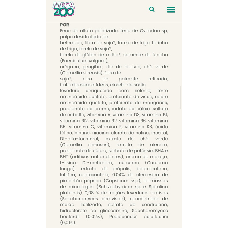 Megazoo extruzada porquinho da india ANTI AGING  500G