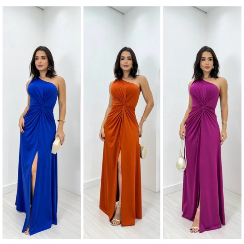 Vestido Longo Nozinho Elegante Ombro Só Festa/ Casamento/ Madrinha/ Formatura
