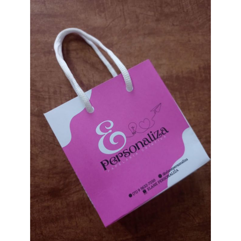 10 Sacolas Personalizadas com sua LOGOMARCA TAMANHO: 10x10x4cm em Oferta na Shopee