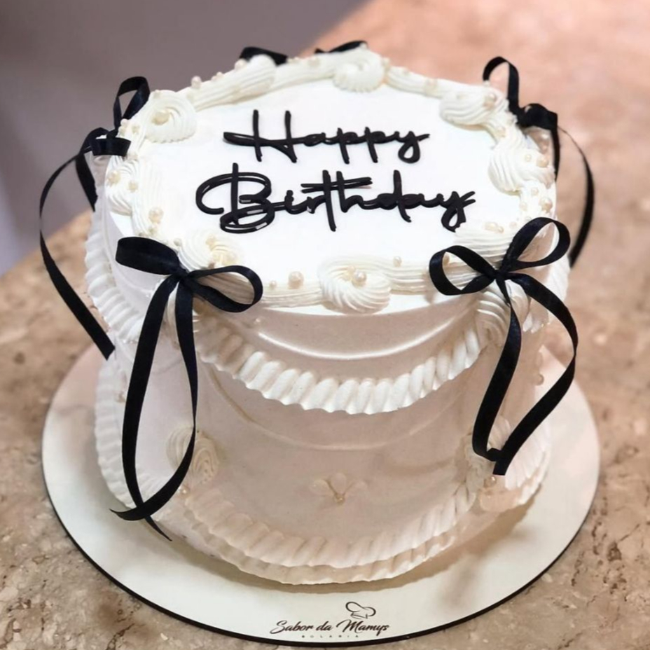 Topo de Bolo Personalizado happy birthday e 6 laços/Topper happy birthday/topo vintage em Oferta na Shopee
