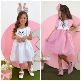 Vestido Infantil Coelhinho da páscoa glitter em Oferta na Shopee