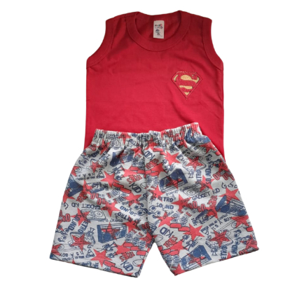 Um Conjunto Menino Infantil  bermuda e regata estampas sortidos