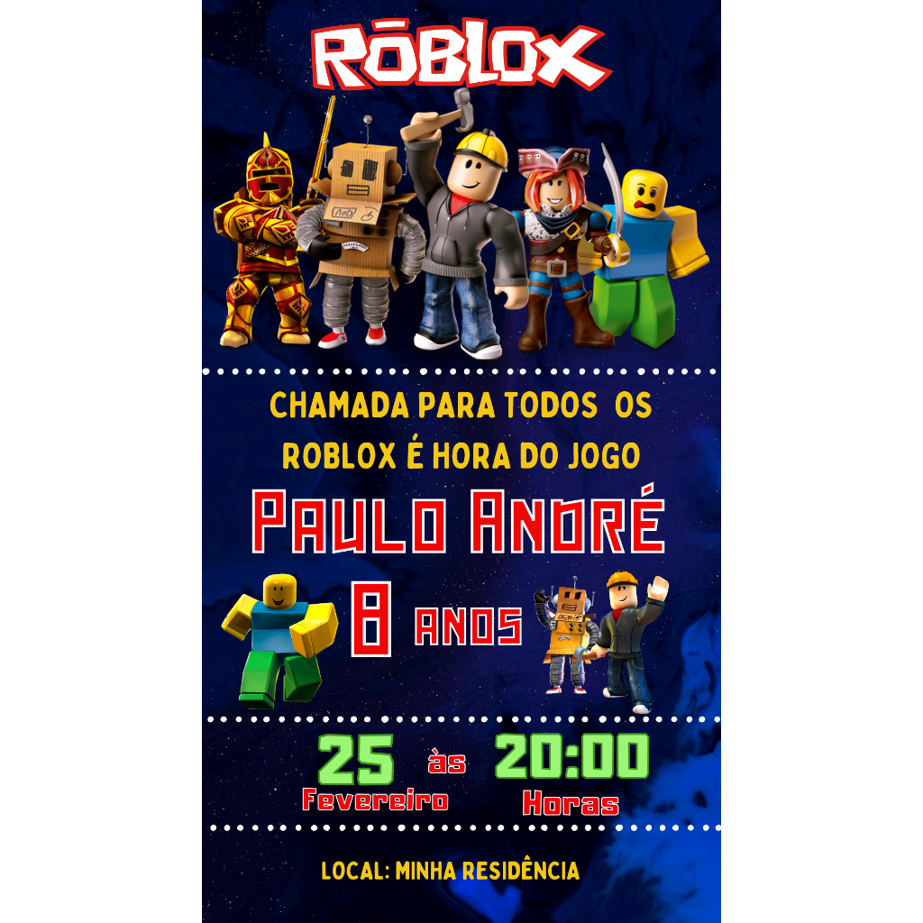 Kit convites personalizados Roblox tamanho 10 x 15- Festa infantil - Envio Rápido - Temos todos os temas