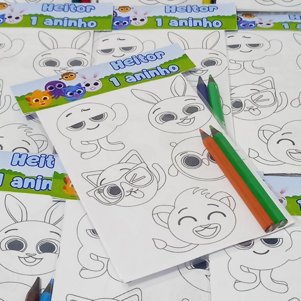 Kit's colorir personalizado personagem BOLOFOFOS Lembrancinha de aniversário + lápis de cor