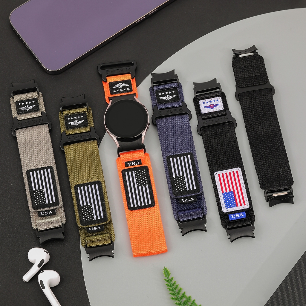 Pulseira para Smartwatch Samsung Galaxy Watch 7 6 5 4 FE 40mm 44mm 5 Pro 45mm 6 Classic de Nylon
