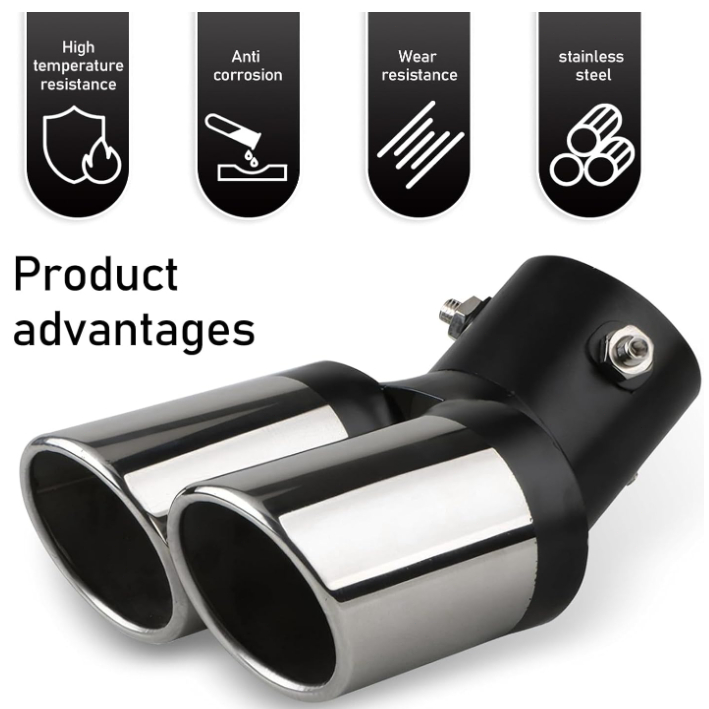 Universal  Saída Dupla Ponta de Escape Aço Inoxidável Auto Silenciador do Carro em Oferta na Shopee