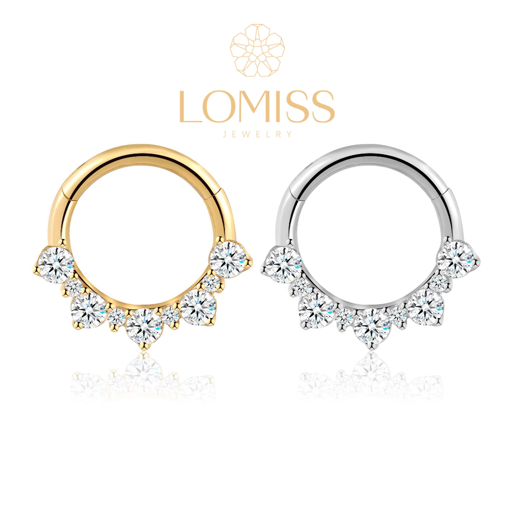 LOMISS Piercing Helix Conch Argola  Aço Cirúrgico Pvd Detalhe Zircônia Orelha Nariz Daith em Oferta na Shopee