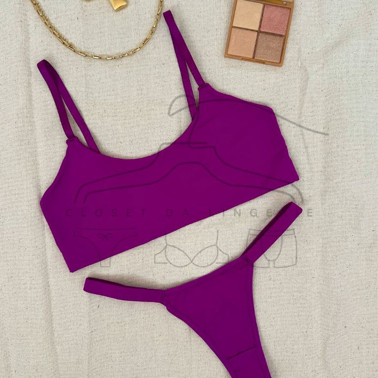 Conjunto Biquini Feminino Calcinha Fio Duplo Tirinha Topper Conforto Microfibra Lingerie Moda Praia