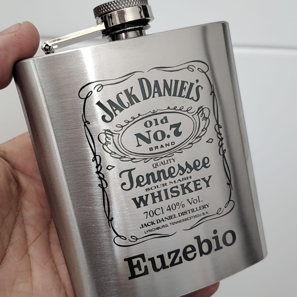 Cantil Porta Bebida de bolso em aço inox com gravação a Laser -Presente/Dia dos Pai/Padrinhos/Amigos