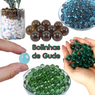Kit de 50, 100 e 200 Bolinhas Gude Fubeca Decoração Vidro 1,6cm Lisa Brincadeiras em Oferta na Shopee