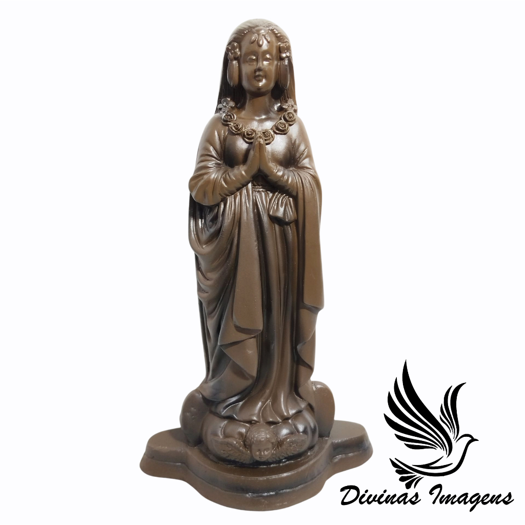 Imagem Nossa Senhora Aparecida Fac-Símile 25cm Marrom Gesso Premium Elegância Tradicional