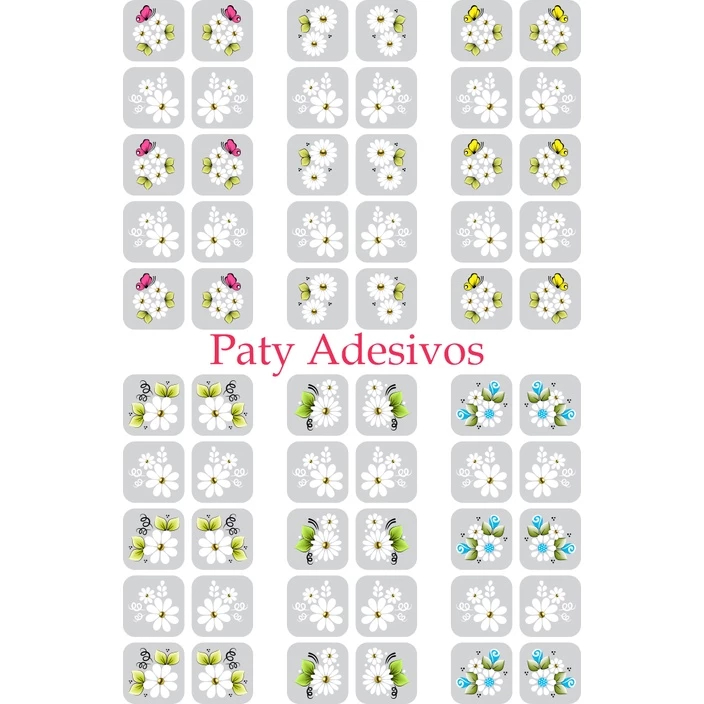 Adesivos De Unha Flores Coloridas Artes  Pelicula 3D Nail Designer Exclusiva Tecnologia Ultra HD