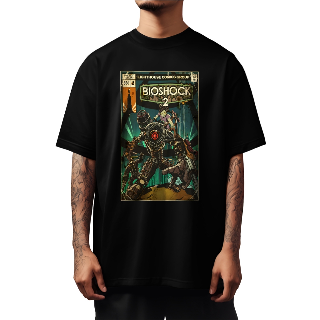 Camiseta Oversized Bioshock 2 Gola Fechada Camisa Masculina Estampada Streetwear Unissex - 577