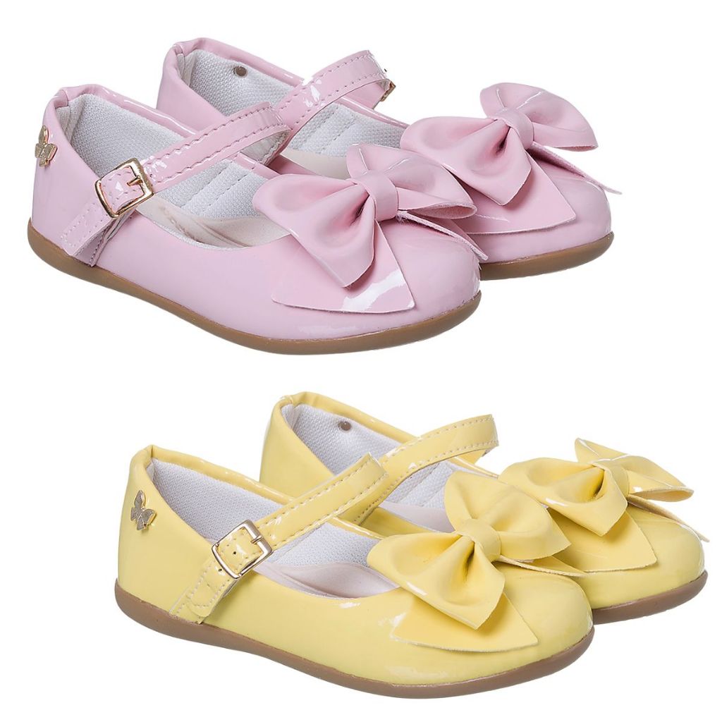 Sapatilha Infantil Menina Casual Verniz Cores Baby Laço Grande Moda Blogueirinha - 20 ao 34