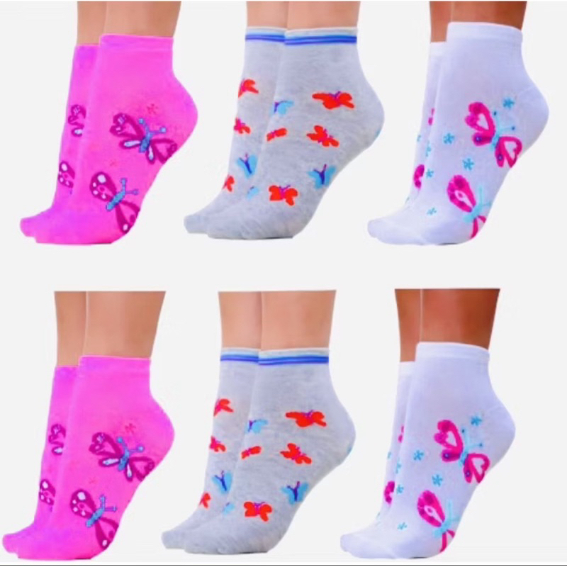 Kit 3 a 12 Pares De Meias Soquete Adulto Feminina Estampada Cores Delicadas 34-40 BBC