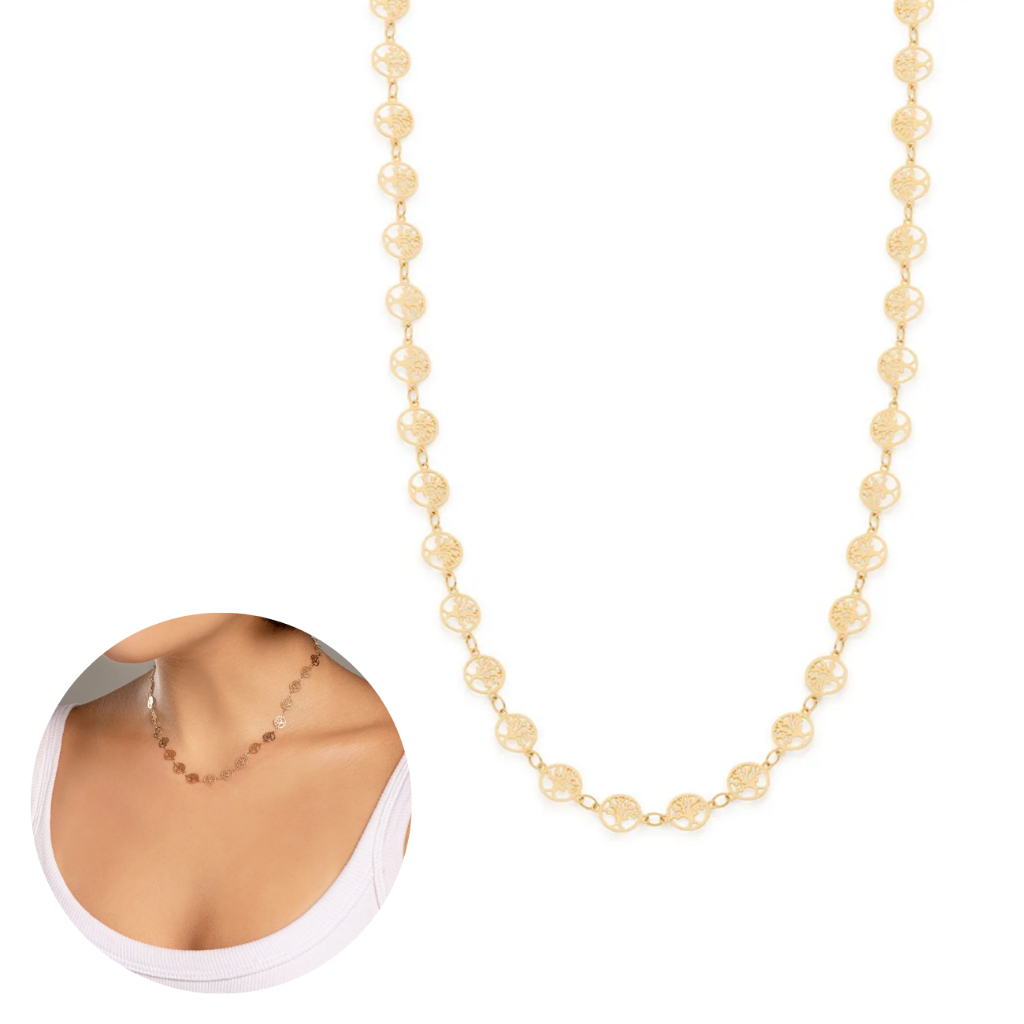 Melhor Presente Feminino Colar Choker Rommanel Árvore Da Vida Rommanel Banhado Ouro 18k 532077