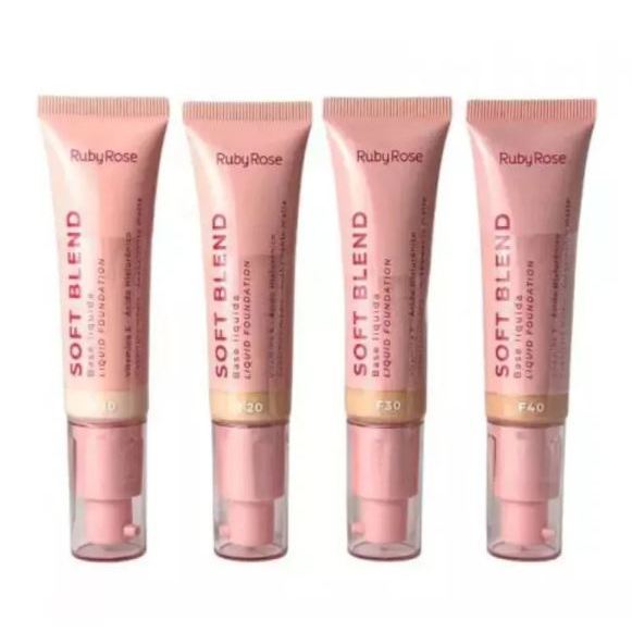 Soft Blend Base Liquida F10 F20 F30 F40 F50 F60 Hbm301 Ruby Rose Linha Rosa Base líquida 30g