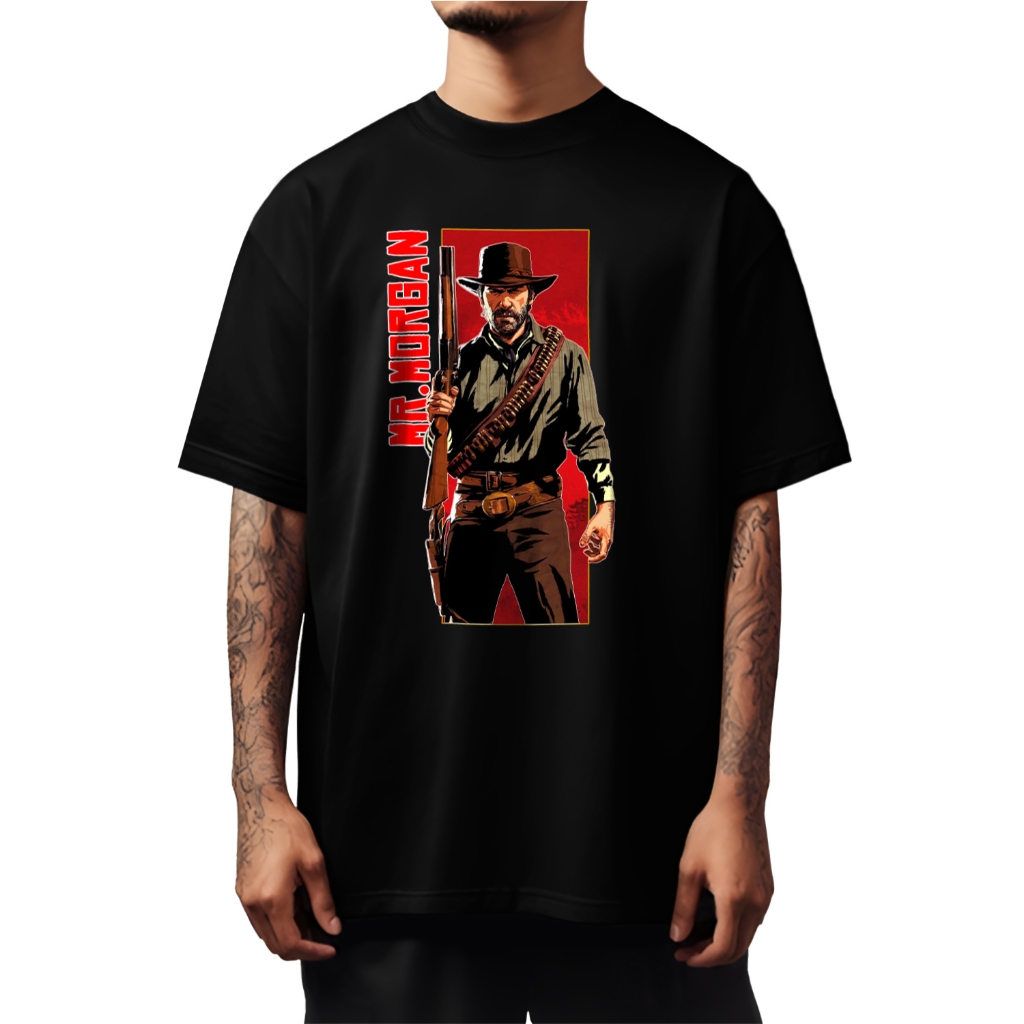 Camiseta Oversized Red Dead Redemption 2 Arthur Morgan Gola Fechada Camisa Masculina Estampada Streetwear Unissex - 587