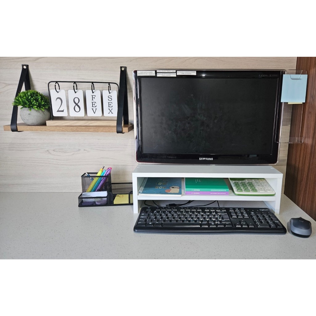 Suporte ergonômico para monitor de computador, notebook, organizador mesa em Oferta na Shopee