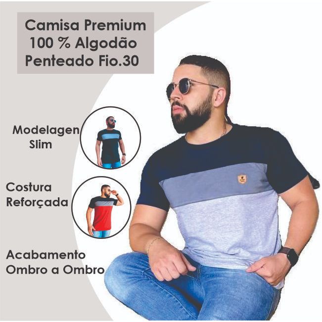 Camiseta Algodao Penteado Fio.30 Premium em Oferta na Shopee