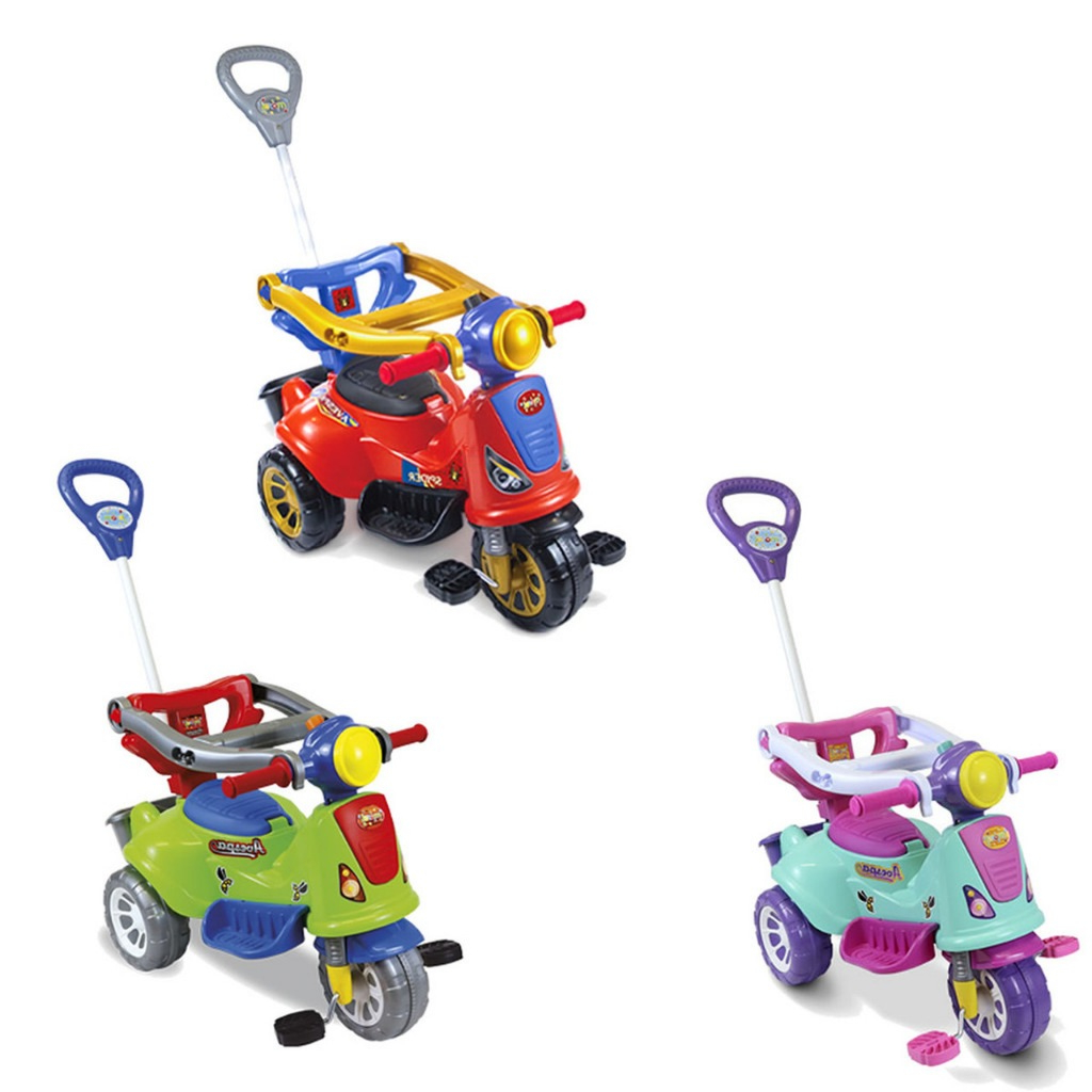 Avespa Triciclo Maral Menina e Menino Andador Infantil Com Haste Para Empurrar  Buzina e Pedal Maral