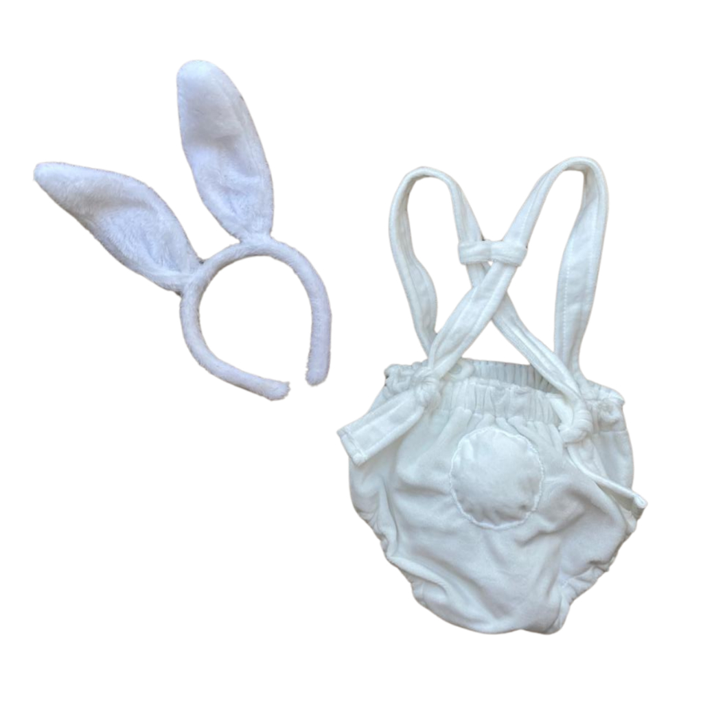 Fantasia de coelhinho da pascoa com orelhinhas para bebe ensaio de mesversario em Oferta na Shopee