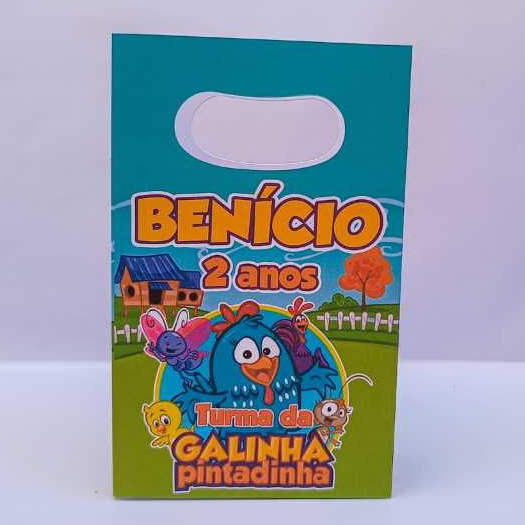 Sacolinha surpresa personalizada GALINHA PINTADINHA lembrancinha aniversário (PEGUE E MONTE)