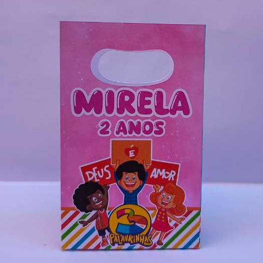 Sacolinha surpresa personalizada 3 PALAVRINHAS MENINA lembrancinha aniversário (PEGUE E MONTE)